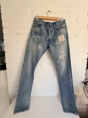 John Elliott Slim Distressed Light Blue Jeans